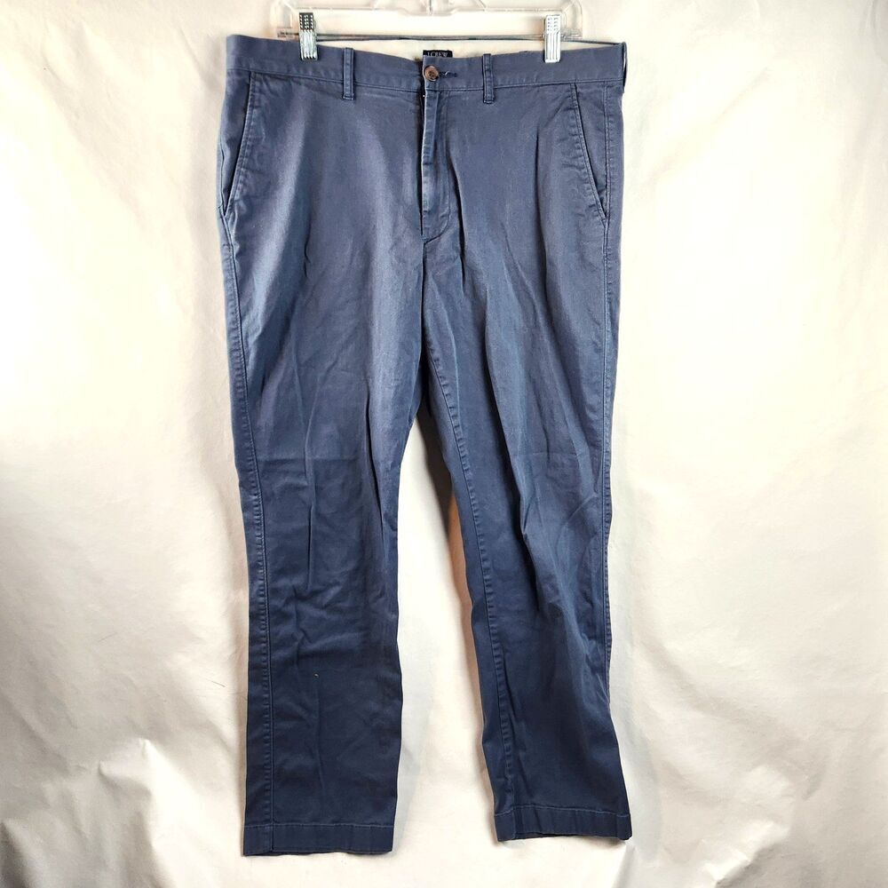 J.Crew Chino Pants Mens 35x32 Blue Straight Stretch Casual Chinos Preppy Bleach